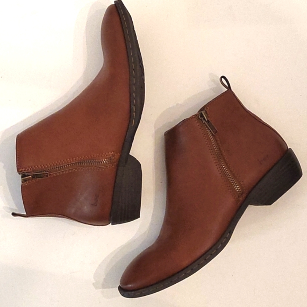 b.o.c. "Osset" Brown Teak Faux Leather Ankle Boots